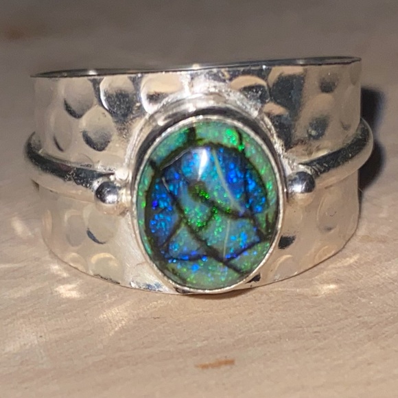 Jewelry - SALE! 925 Sterling Silver Ring with Monarch Opal Gemstone (size 12)